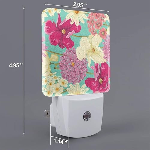 Miniatura 2 de Luces nocturnas de rosas rosadas enchufables LED con sensor automático del anochecer al amanecer, lámpara de noche para niños, niñas, niños,