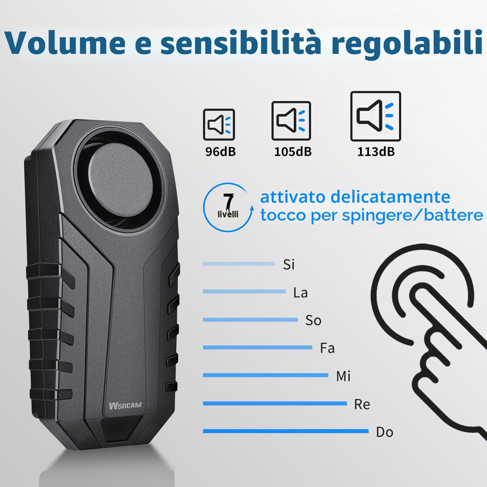 WSDCAM 113dB Forte Anti Furto Sensore di Vibrazione Sistemi di Allarme per Bici Elettriche Moto Golf Auto Rimorchio Cassetta Postale Garage Porta Impermeabile Sicurezza Domestica Accessori Bike