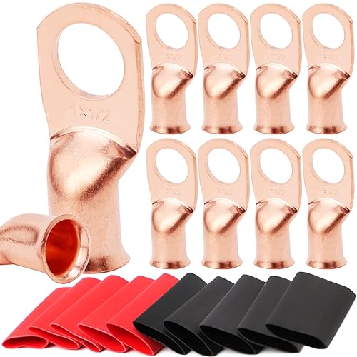 Miniatura 28 de TKDMR 6 terminales de batería de 4 AWG-3/8, terminales de alambre resistentes, terminales de anillo, extremos de cable de batería, terminales