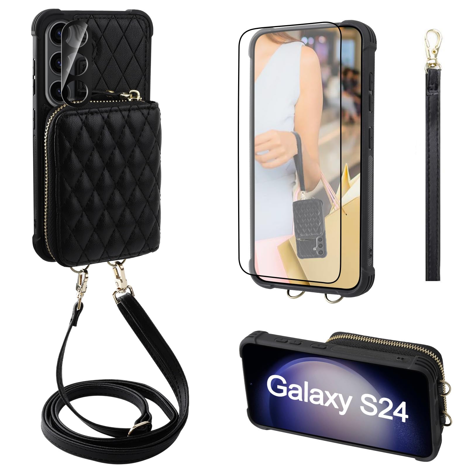 Photo 1 of MONASAY Crossbody Wallet Case Compatible for Samsung Galaxy S24 6.2 inch Black
