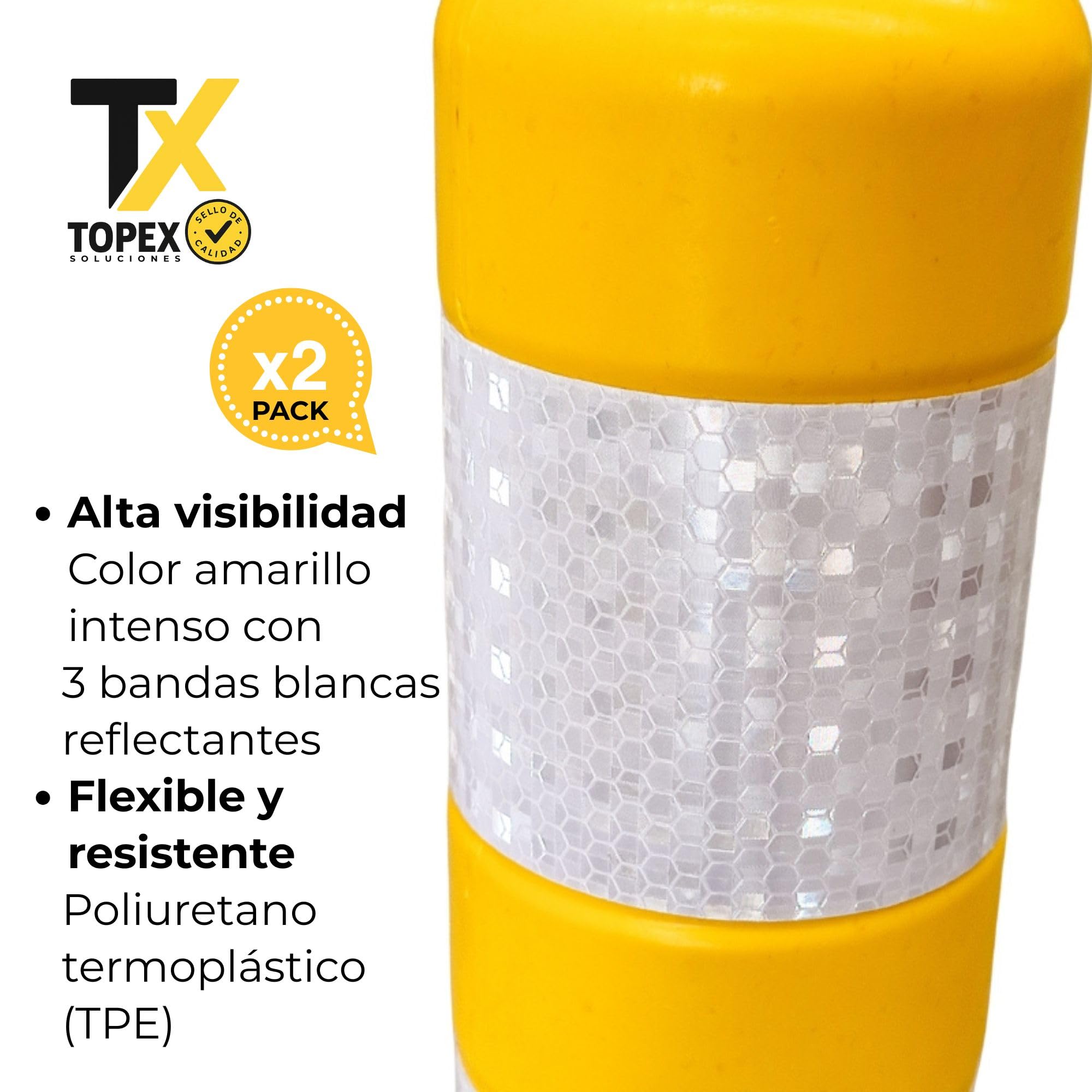 Bolardo Flexible Señalización Amarillo Reflectante – Poste Delimitador Parking y Tráfico – 750 mm Ø80 mm – Base Atornillada – Pack 2