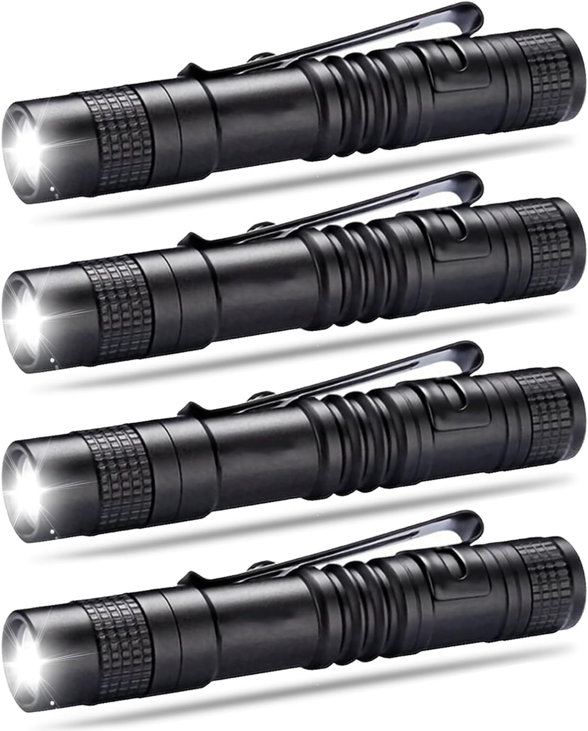 MODOAO Portable Flashlight with Metal Clip, 200 Lumens Penlight Flashlight Tactical Torch with Clip, Two AAA Batteries (Not Included), Pocket Penlight Portable Emergency Light (24 Pcs)