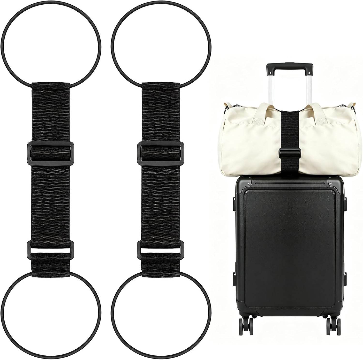 Luggage Straps for Suitcases, 2 Pack, Black