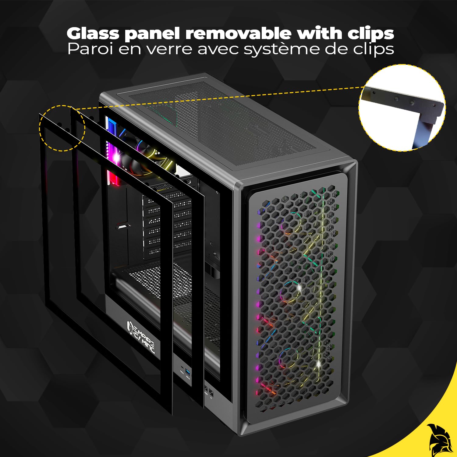 EMPIRE GAMING EC257 Case PC Gaming Mid Tower ATX/mATX/ITX, Frontale Mesh Airflow, 4 Ventole ARGB 120 mm Preinstallate con HUB PWM, Vetro Temperato, GPU 420 mm, Watercooling 360 mm，USB C