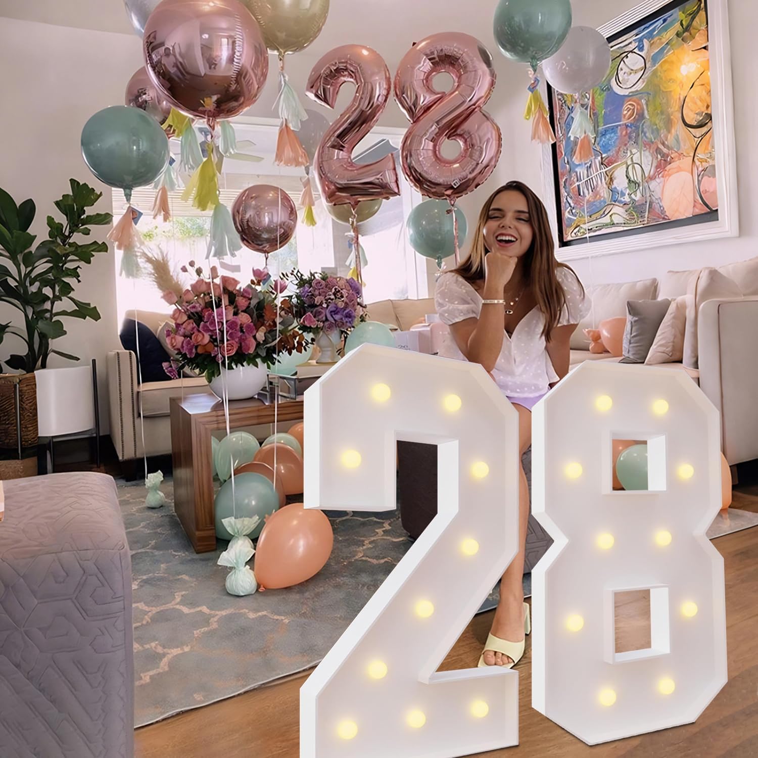 4FT Marquee Letters U, Light Up Letters with Pre-Cut Frame, LED Giant Marquee Sign for Birthday, Anniversary, Wedding Party Decorations