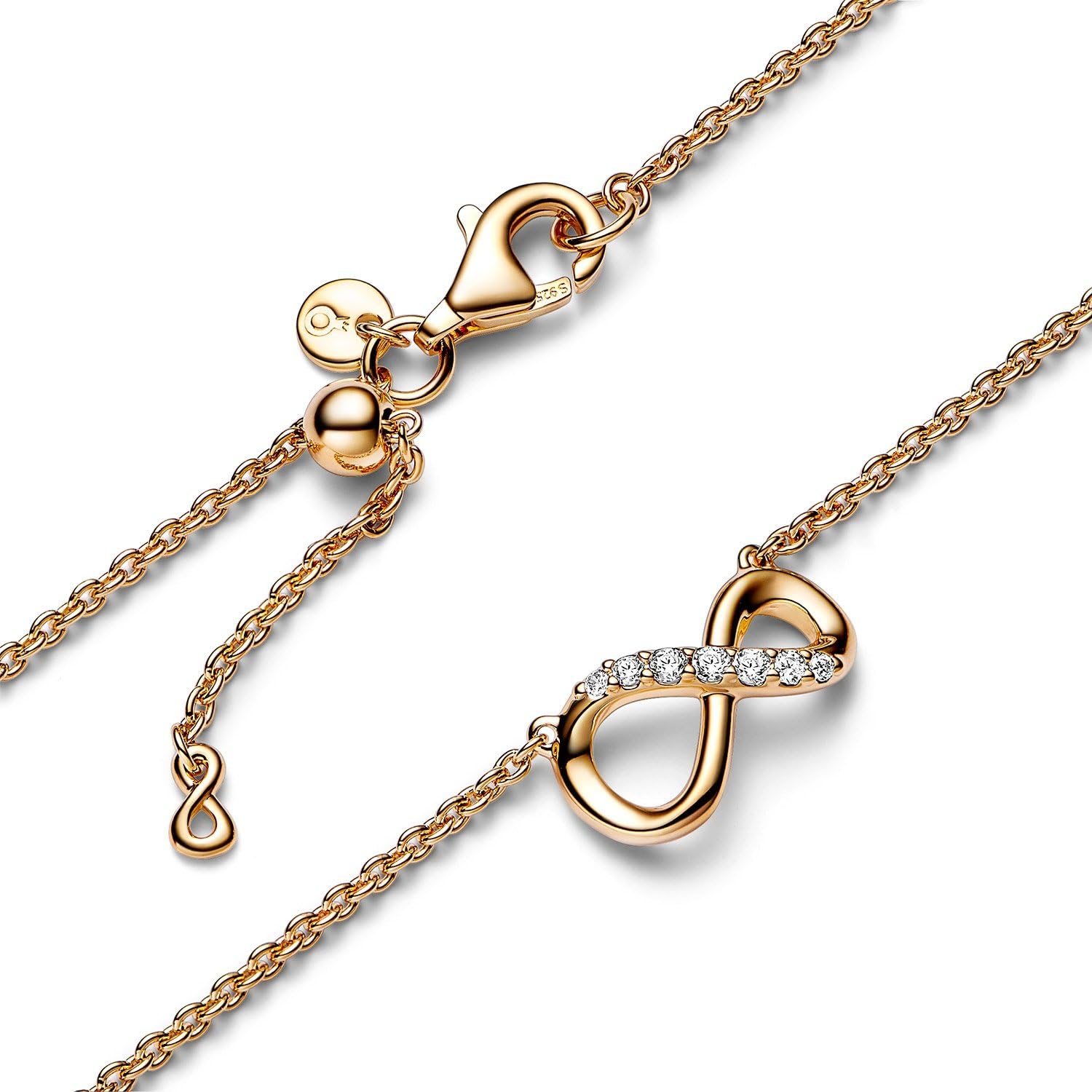 PANDORA Damen Schmuck-Set Funkelnde Unendlichkeit Goldfarben 68322 | Halskette mit passenden Ohrringen Geschenkidee für Frauen
