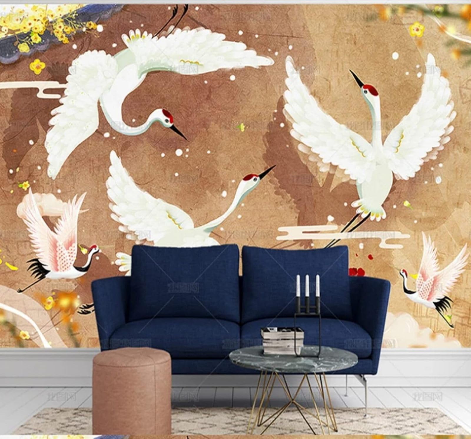 Retro Three Dimensional Hand Drawn Birds in Flight Scenery 3D Wallpaper Easy Install Feature Office Living Room Sofa Bedroom TV Background Wall Decoration-350cm×256cm