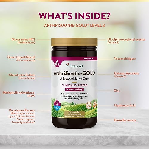 Miniatura 5 de NaturVet ArthriSoothe-GOLD - Cuidado avanzado de las articulaciones de nivel 3 Clínicamente probado para apoyar el tejido conectivo, la salud del