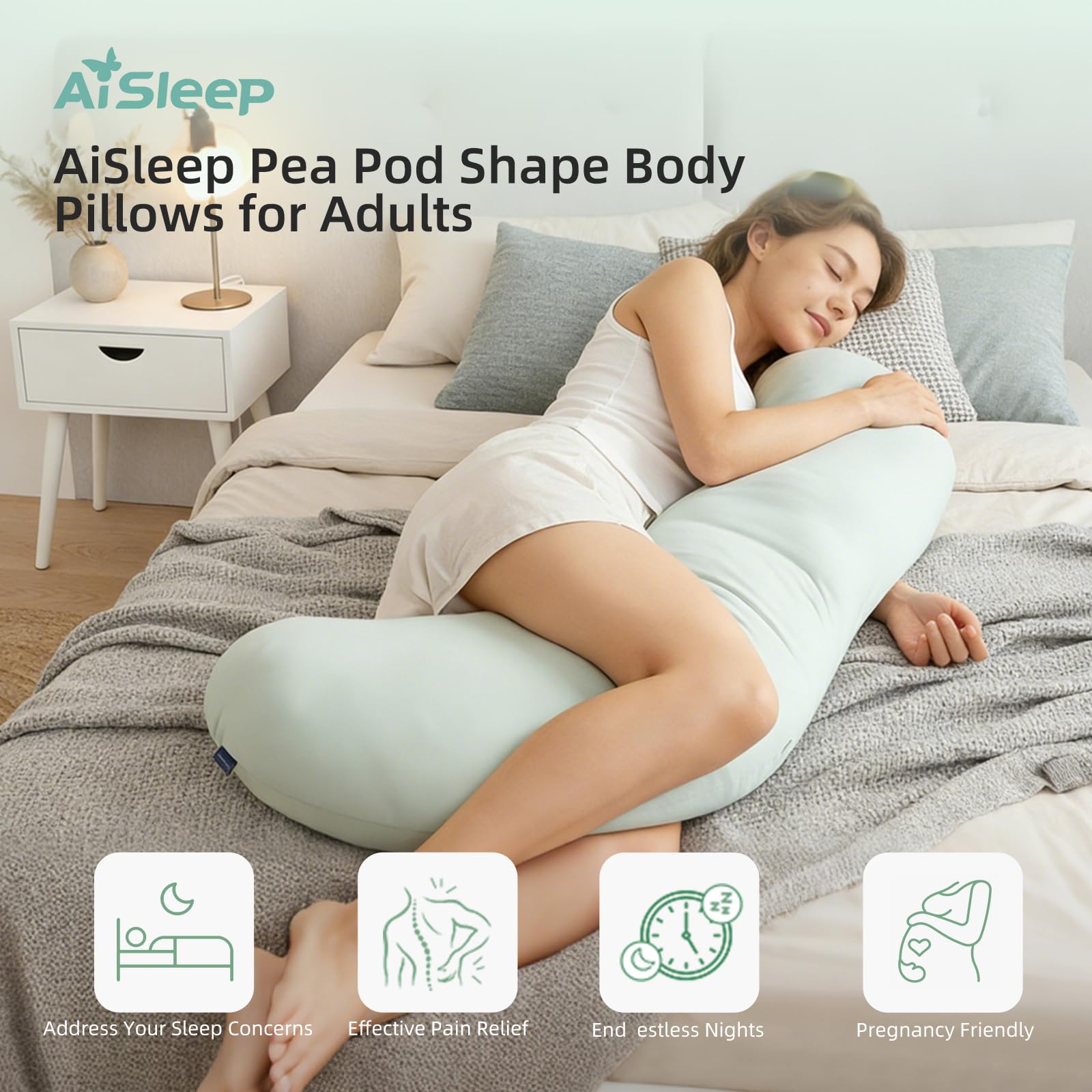 Almohada Corporal, Acolchado Almohada Corporal, Almohada para Dormir de Lado, Almohada de Embarazo y Maternidad