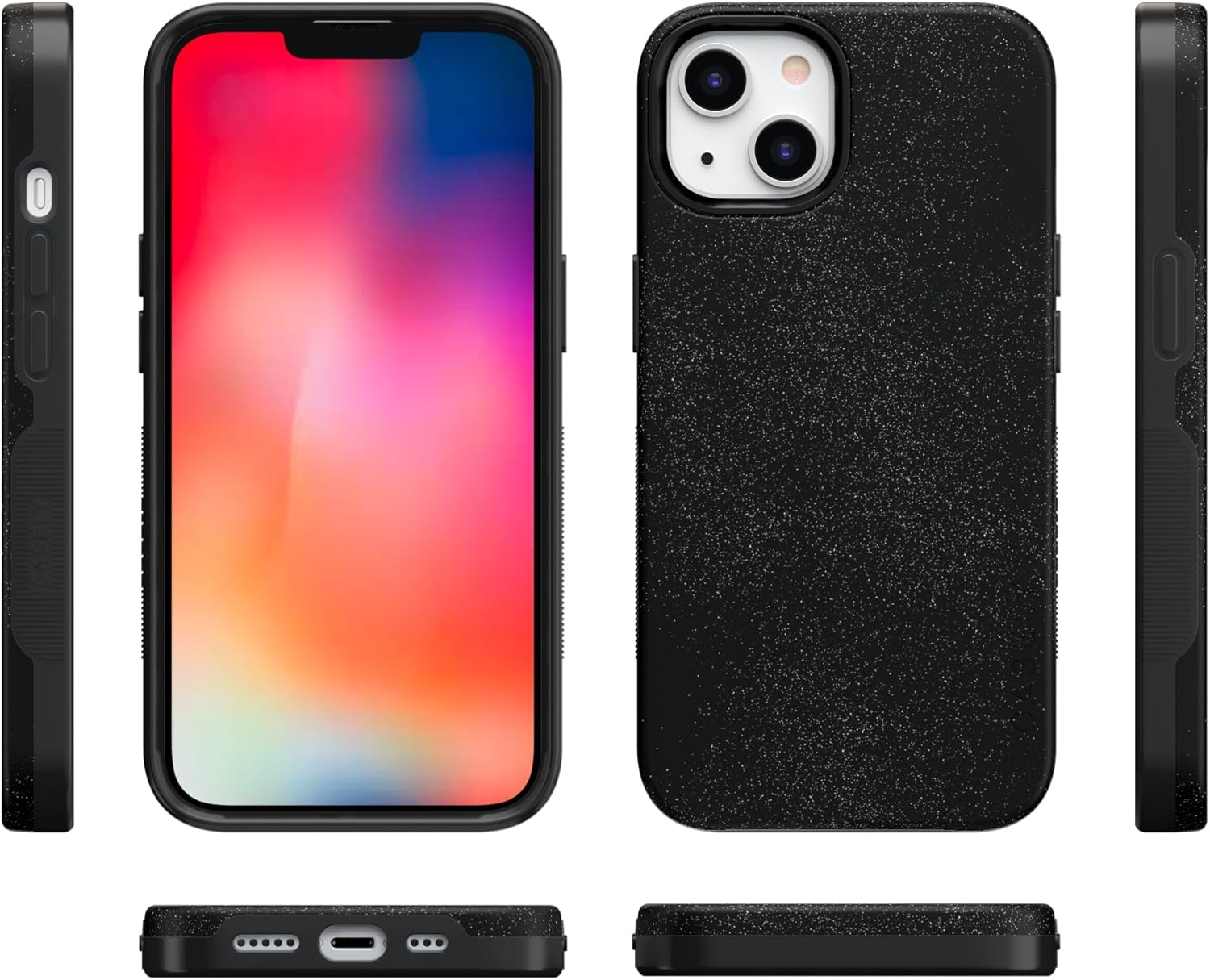 Casely iPhone 14 Case | Midnight Onyx | Black Shimmer | Bold Protective Design | Compatible with MagSafe
