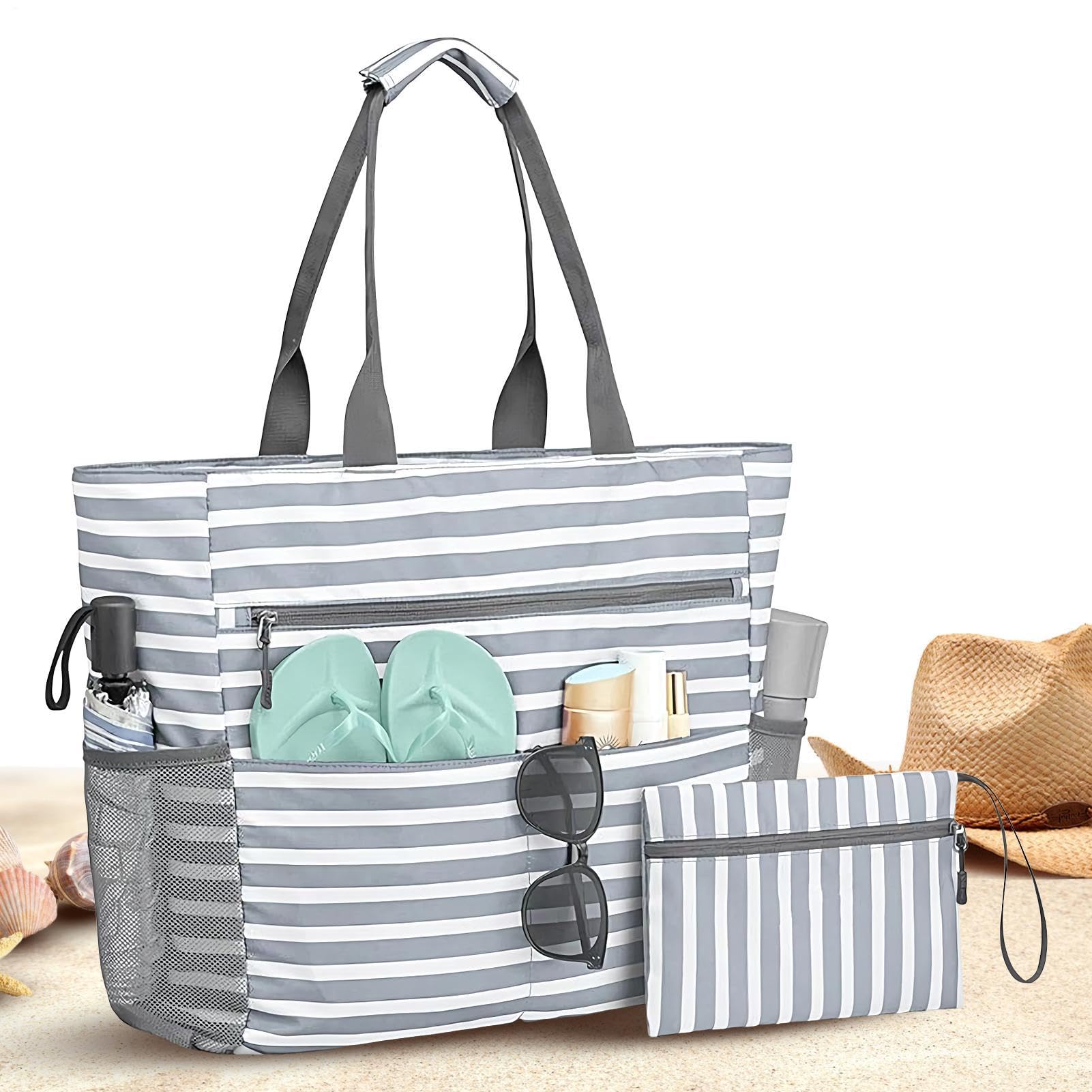 Borsa da spiaggia impermeabile, grande capacità, per donne, viaggi, resort, vacanze, resort, vacanze, attività all'aperto, vacanze, resort, crociera, nuoto, palestra, campeggio