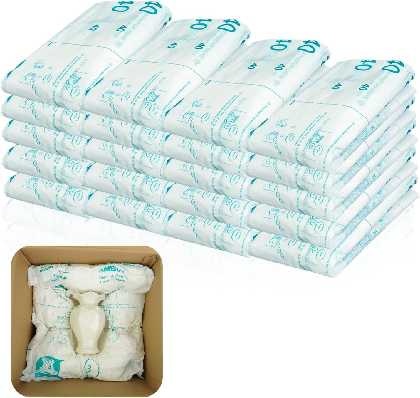 20 Pack Foam Bag 18.3 x 22.6 inch Handy Packing Bag Expanding Packaging Bags Quick Instant Expanding Bags for Mailing Shipping Packing