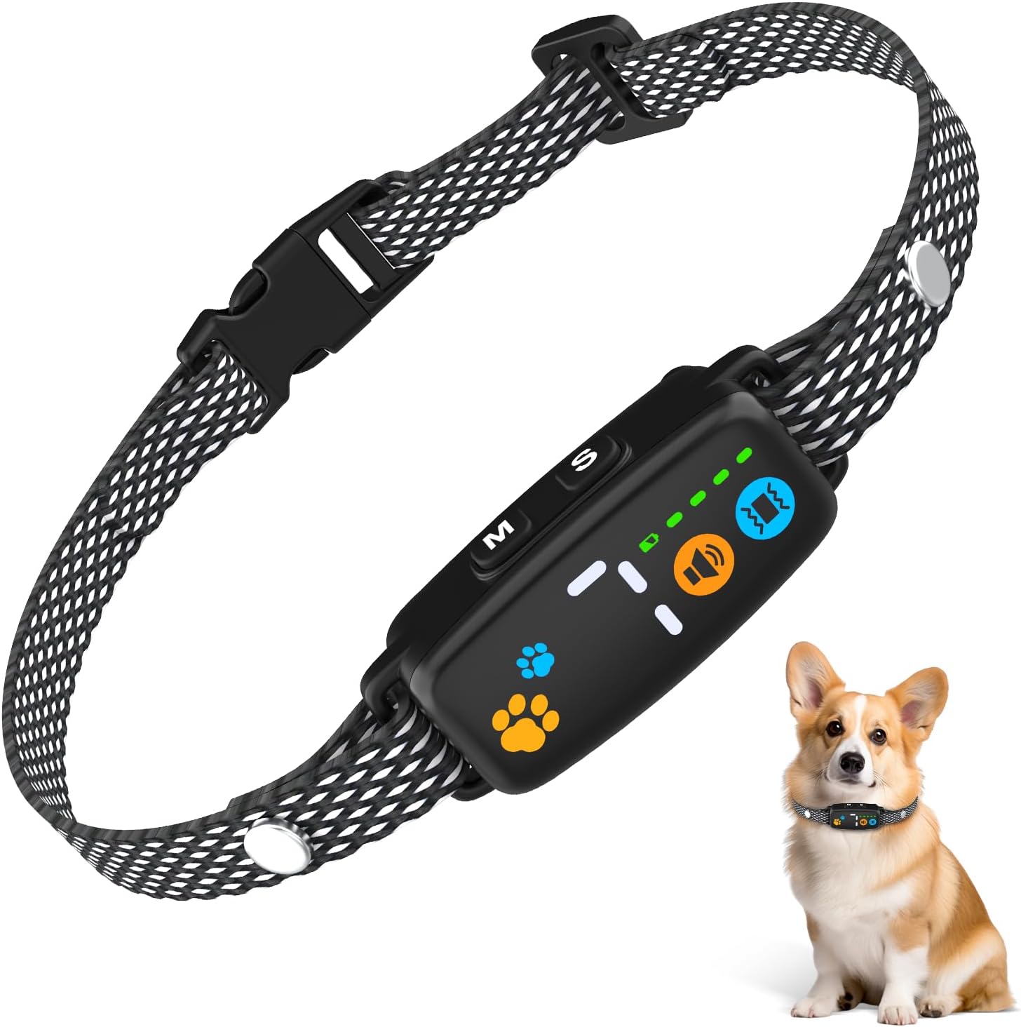 Dog Bark Collar, No Shock Anti-Bark Smart Collar with 3 Modes Beep/Vibration, Rechargeable & Waterproof Bark Control Collar, Adjustable Sensitivity, LED Display, Safe for Small Medium Dogs