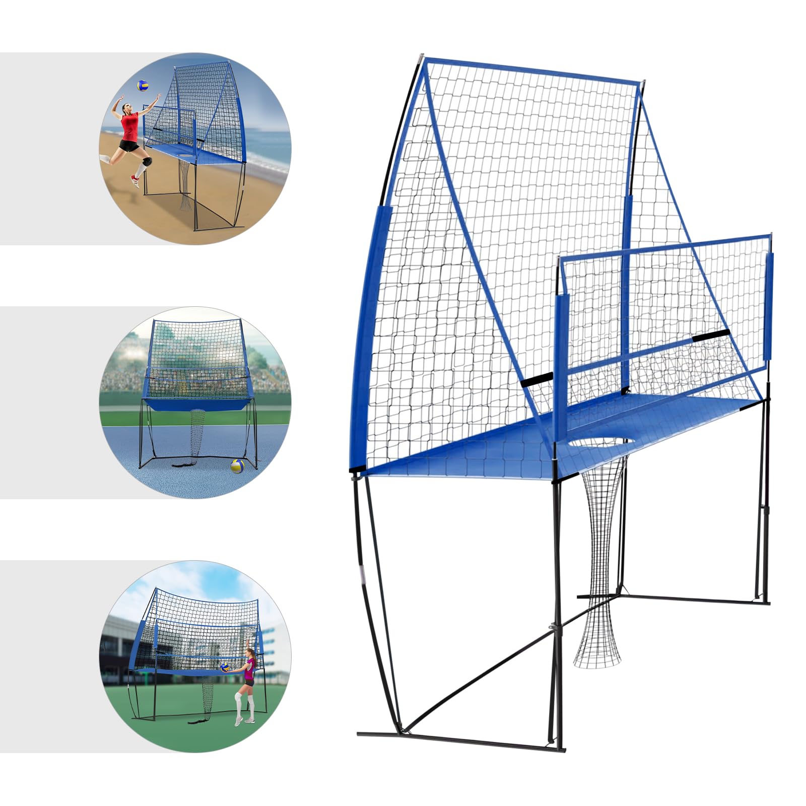 Rete per attrezzatura da pallavolo, regolabile in 4 posizioni, altezza 1,98-2,4 m, portatile, per badminton, tennis, spiaggia, giardino, interni, con borsa per il trasporto, in nylon, ferro blu