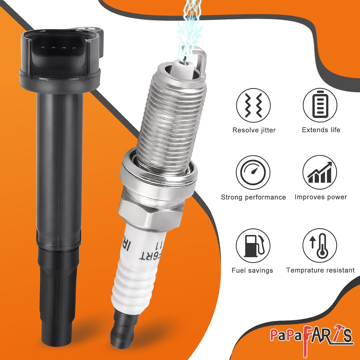 PAPAPARTS Set of 6 Ignition Coil Pack UF487 and Iridium Spark Plug Compatible with Toyota Avalon Highlander Camry Sienna Venza Lexus IS350 RX450h ES350 2.5L 3.5L