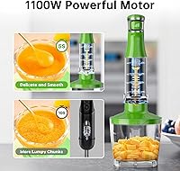 Vista 2 de Batidora de Inmersión Manual con Cable Juego de Batidoras de Mano 1100W, Velocidad Variable con Gatillo 5 en 1 Emulsionador de Varilla con Picadora