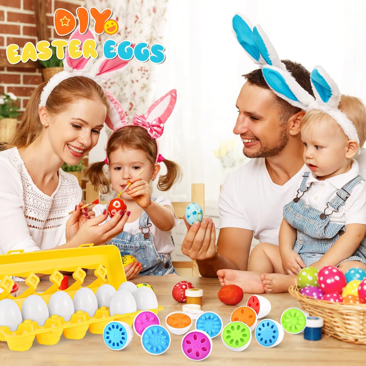 CPSYUB Toddler Toys, Easter Eggs Sensory Early Learning Fine Motor Skills Toys for 1, 2, 3, 4 Year Old Girls Boys, 12 Eggs Montessori Educational Color Numbers Recognition Sorter Puzzle Gifts