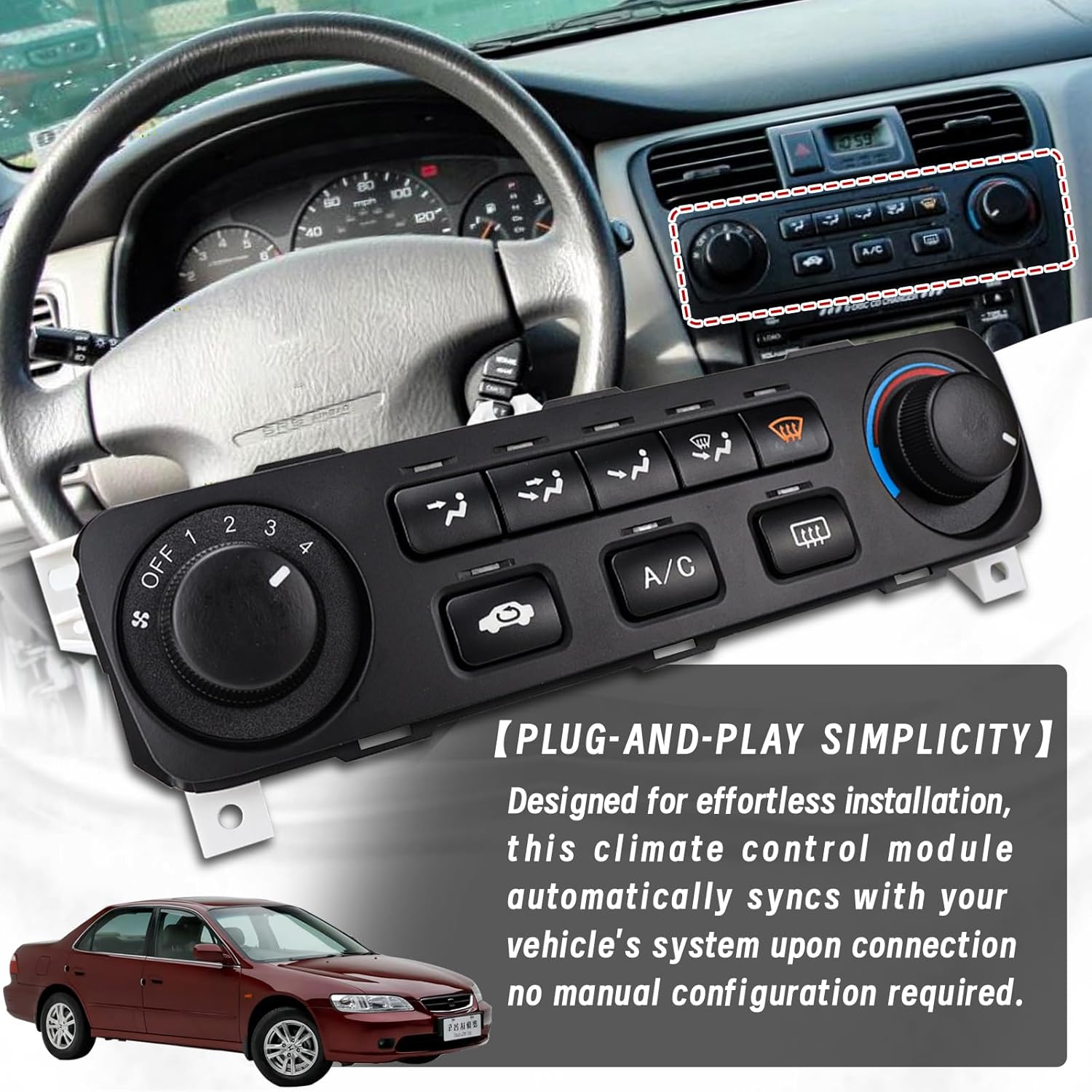 79600-S84-A21ZA Heater Climate Control Module Compatible with 2001 2002 Honda Accord 2.3L L4/3.0L V6 AC Climate Control Module Replace OE 79600S84A21ZA