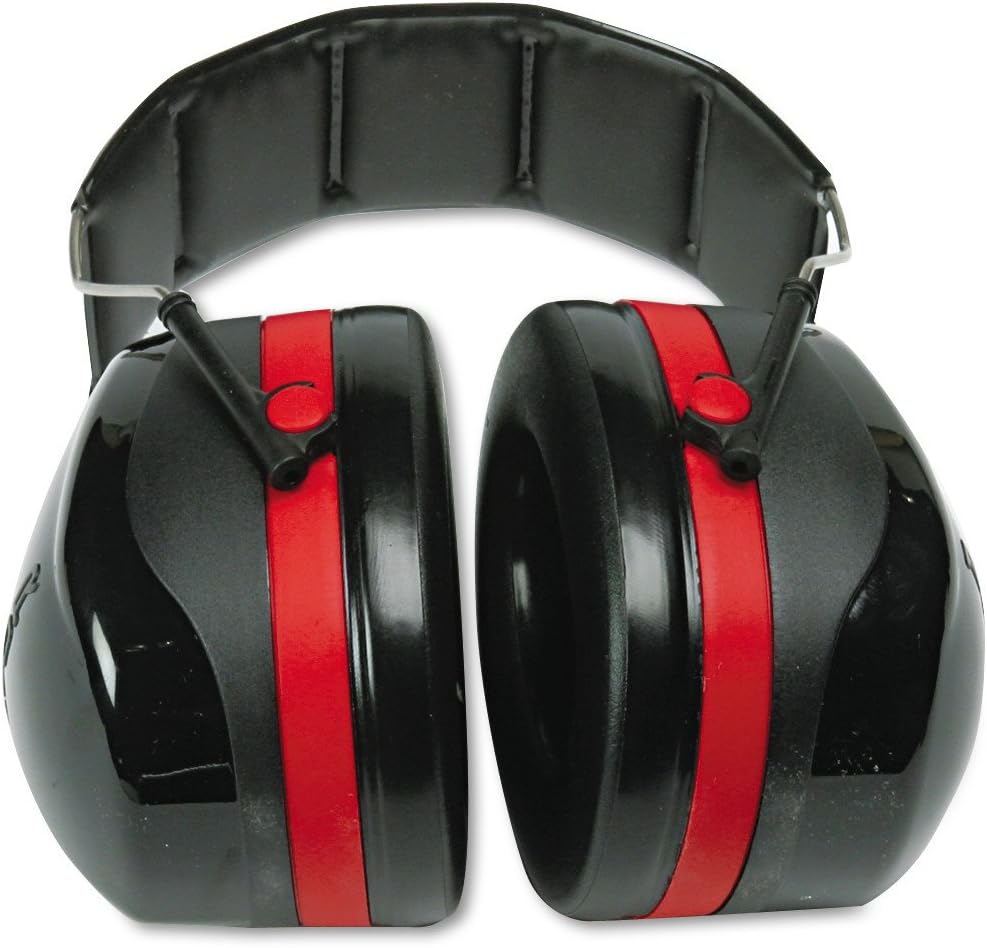 3M H10A Peltor Optime 105 Over the Head Earmuff, Ear Protectors, Hearing Protection, NRR 30 dB,Black, Red - Safety Ear Muffs - 