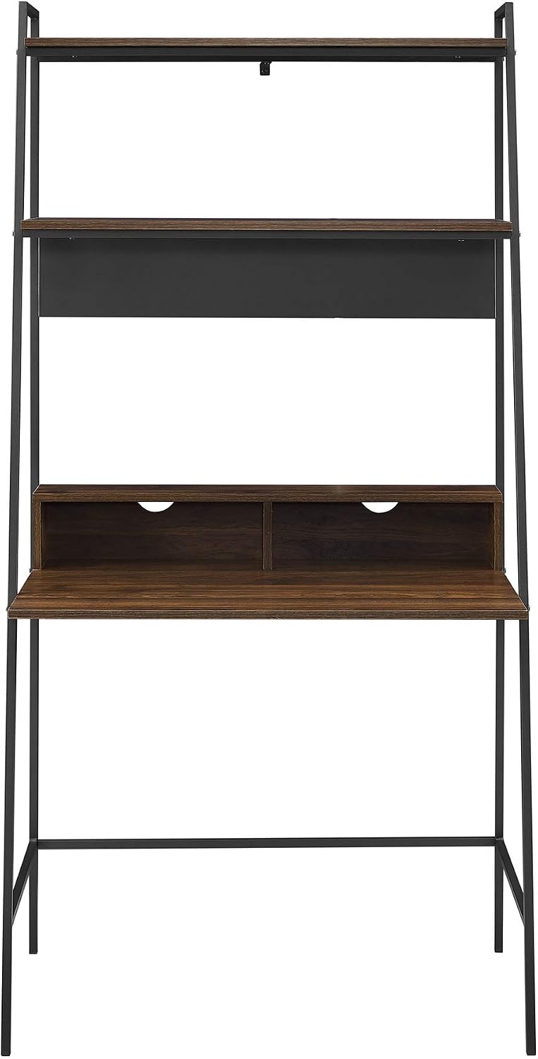Walker Edison Modern Wood Ladder Computer Desk Home Office Workstation, 36 Inch, Dark Walnut