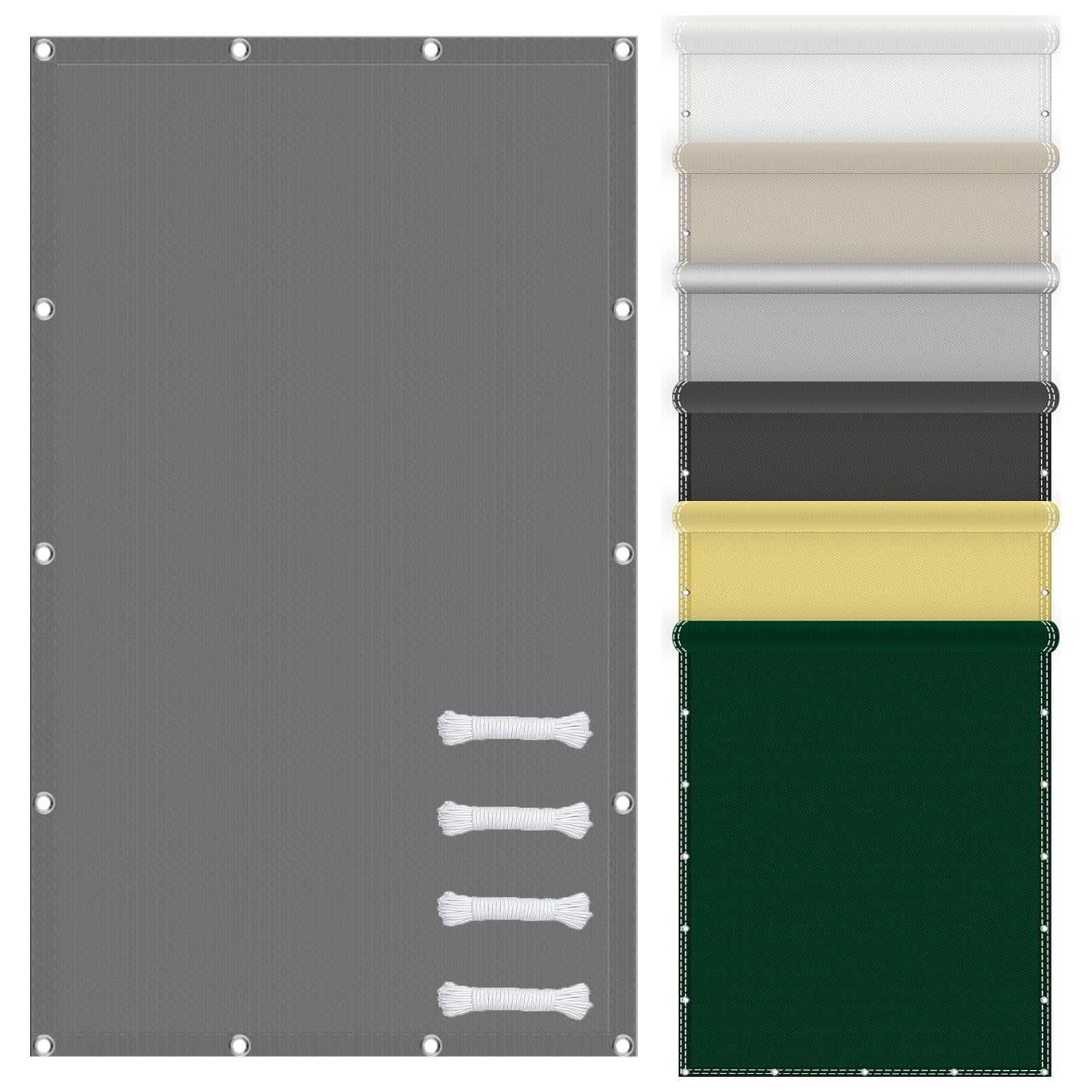 Toile ombrage 170 x 550 imperméable anti-UV grise | Voile d'ombrage jardin et balcon