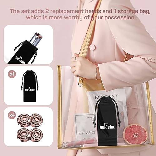 Miniatura 17 de Depilación facial para mujeres, removedor de vello facial eléctrico sin dolor para cara, labios, barbilla con 2 cabezales de repuesto Rosa+2 cabezas