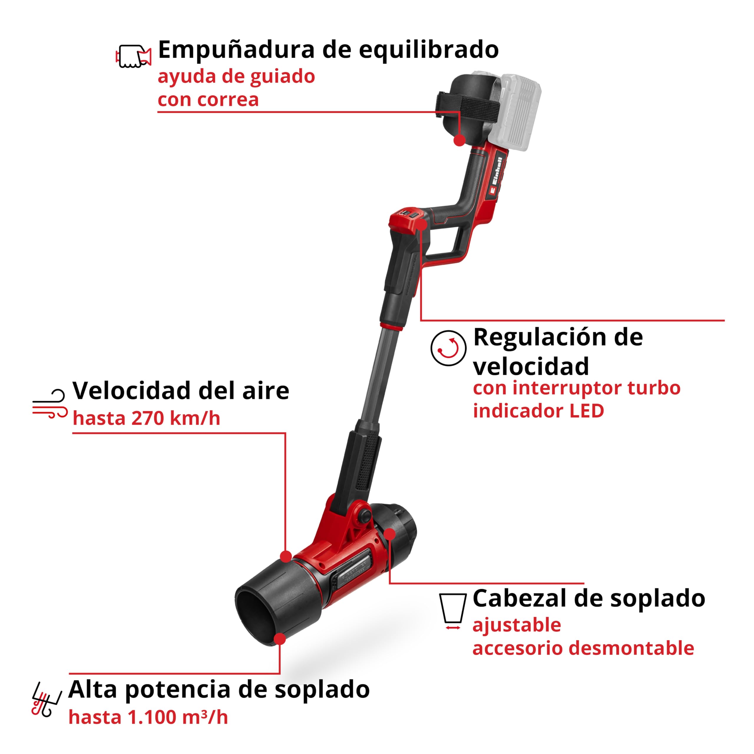 Einhell Professional soplador de Hojas con batería GP-LB 36/270 Li E BL-Solo Power X-Change (36 V, 270 km, Velocidad del Aire, brushless, regulación de Velocidad, Accesorio de soplado, sin batería)