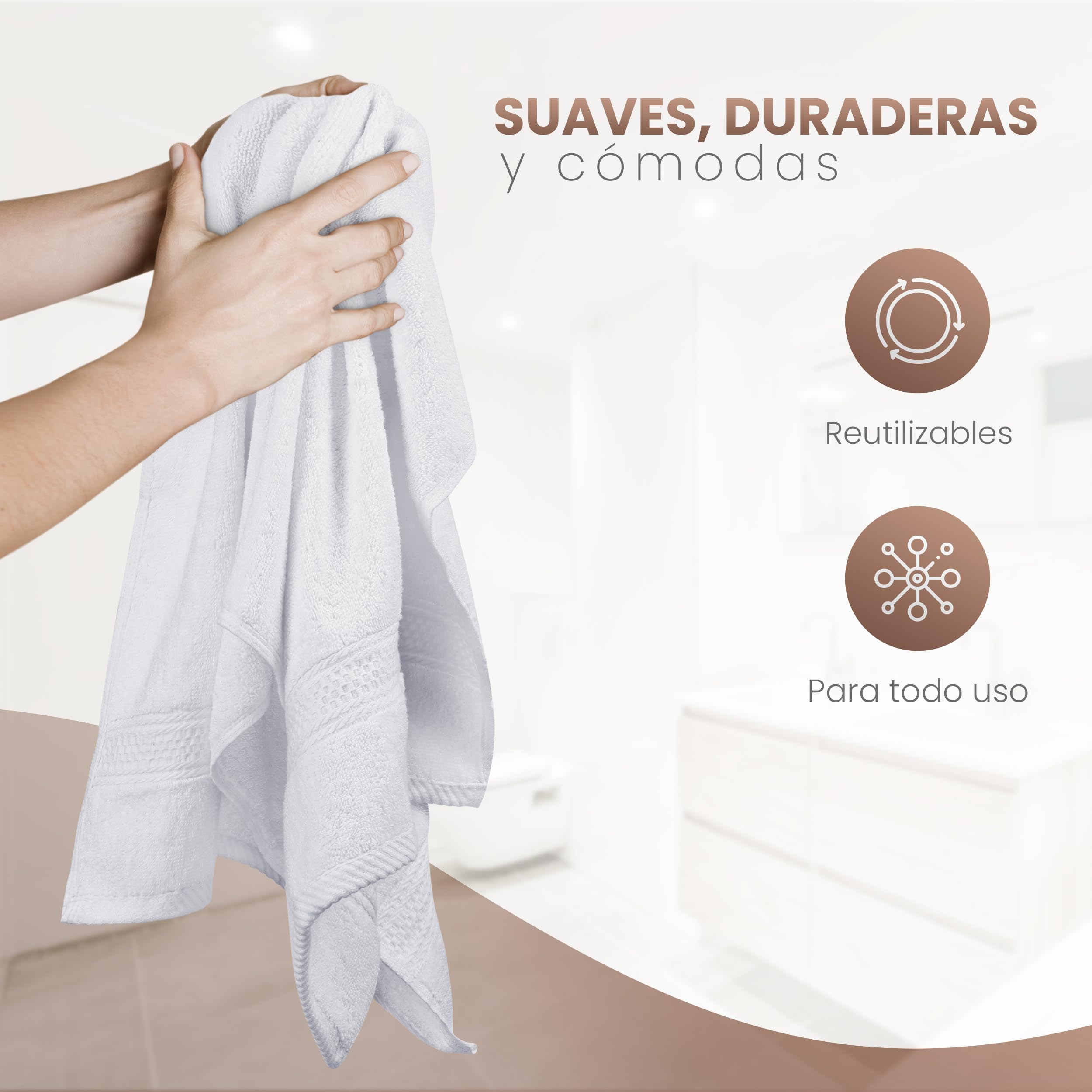 Utopia Towels Juego de 6 Toallas de Mano 50 x 100 cm Algodón Blanco Altamente Absorbentes con Gancho