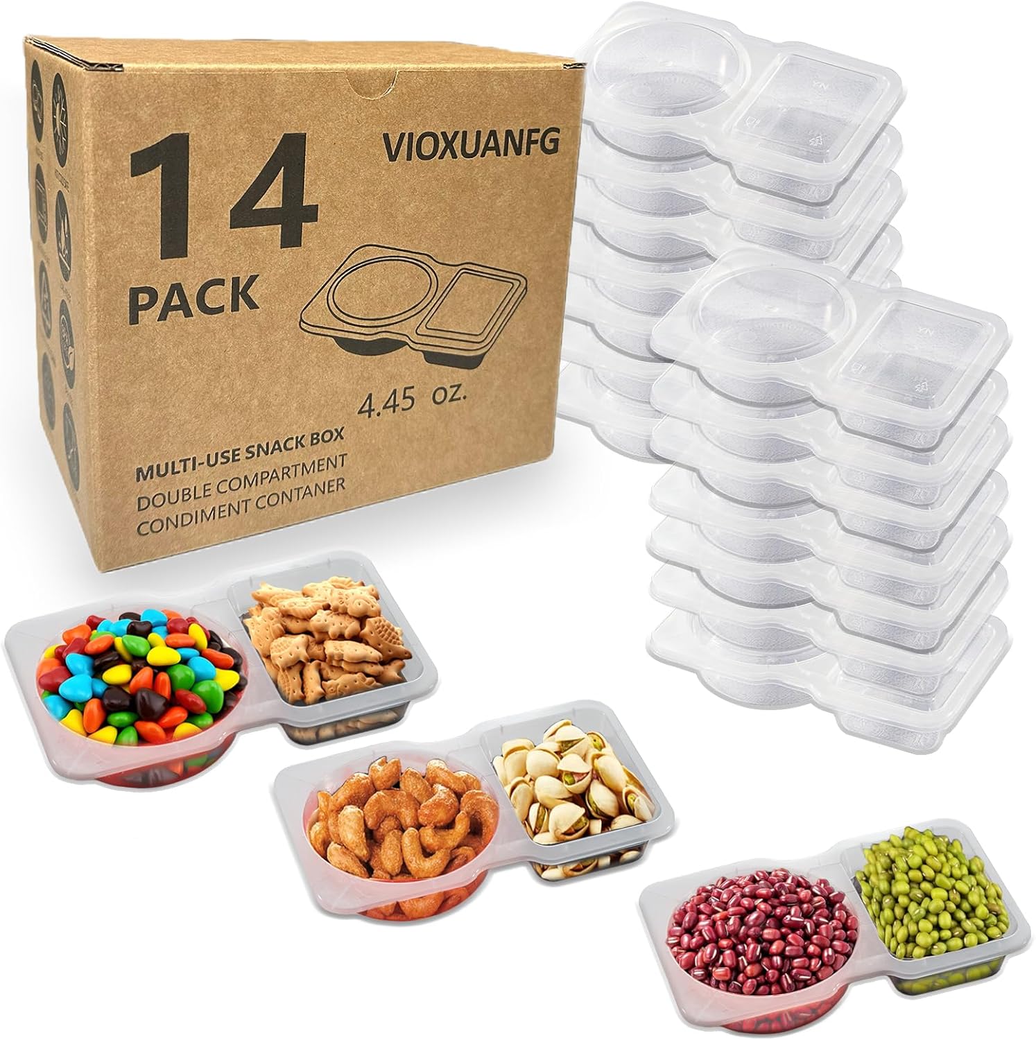 14 Set Reusable Snack Containers with Lids, BPA-Free Leakproof Portion Control Containers for Adults & Kids, Divided Mini Food Storage for Lunch, Salad Dressing, Condiments