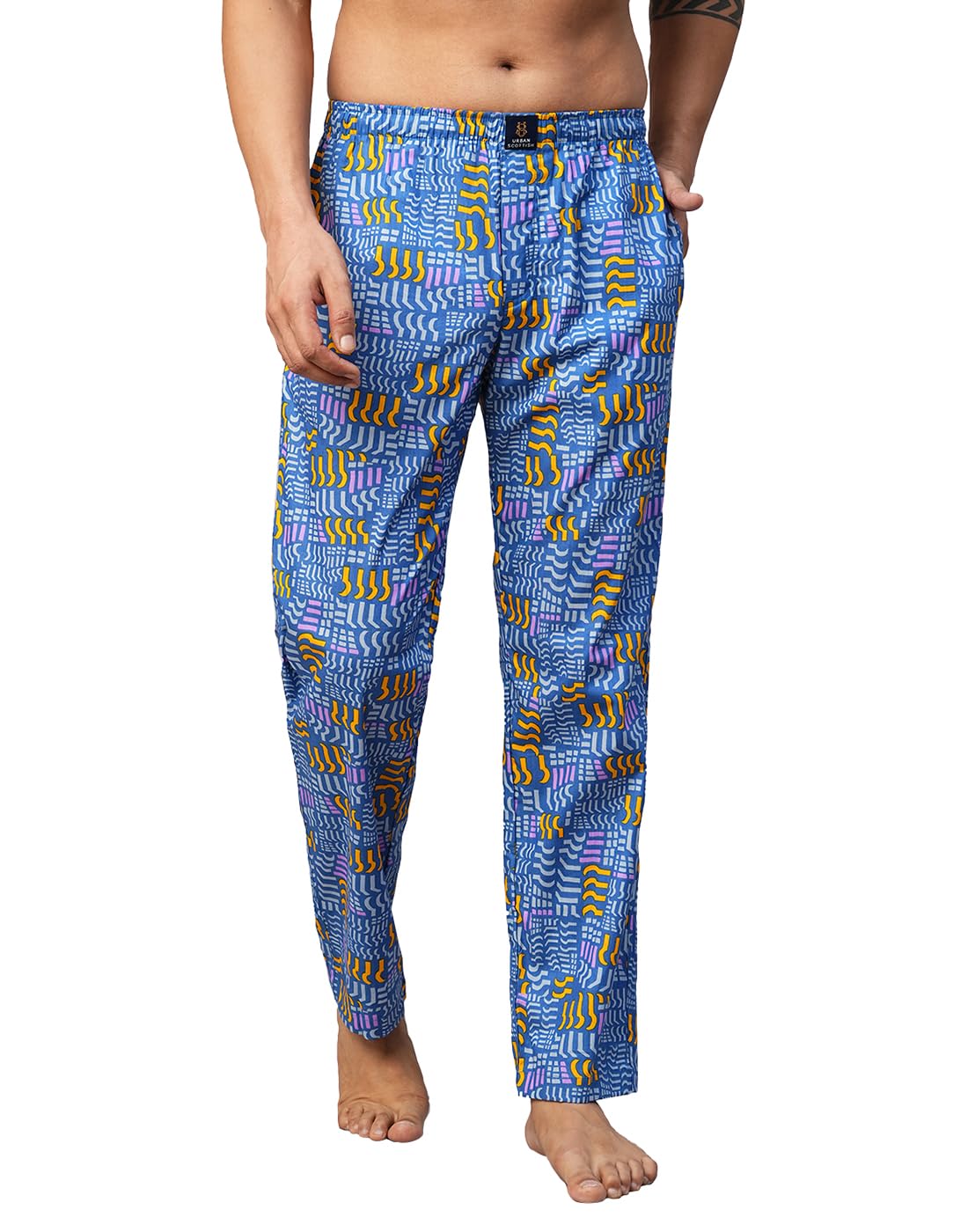 Men's Blue Cotton Lounge Pants - Printed, Casual Wear- USPJ2306-image-28