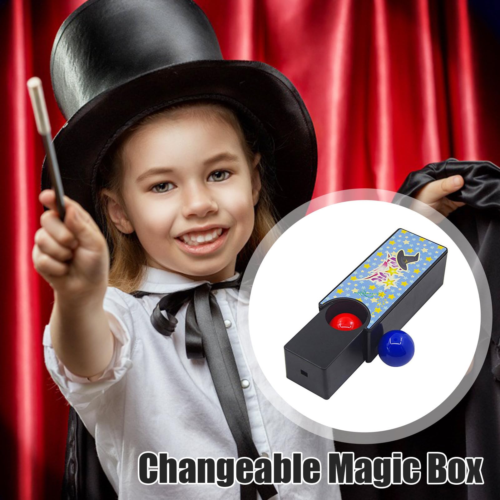 Kids Magic Box - Caja Mágica para Niños Cambiables | Props De Mago Cambiables | Box De Truco Interactivo | Truco De Magia Interactiva Se Vuelve Roja A La Pelota De Primer Plano Mentalismo Y