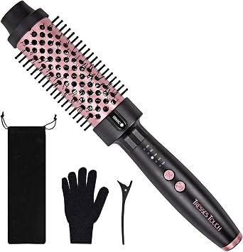 Thermal Brush Hair Curling Brush, 30s Fast Heated Round Brushes 1.5" for Long Lasting Look, Negative Ion Tech, 5 Temp Settings, Less Damage, Universal Voltage for Travel, Easy to Use, Rose Gold
