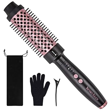 Thermal Brush, Blowout Long Lasting Look Curling Brush, 30s Fast Heated Round Brushes 1.77", Negative Ion Tech, 2 Temp Settings, Less Damage, Universal Voltage for Travel, Easy to Use, Rose Gold