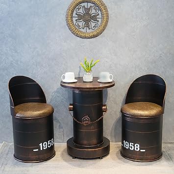 Reception Table And Chair Combination Lounge Area Table And Chair Combination Set Industrial Style Coffee Shop Leisure Table Retro Style Coffee Shop Leisure Table Retro PU Leather  Color Stylish 2