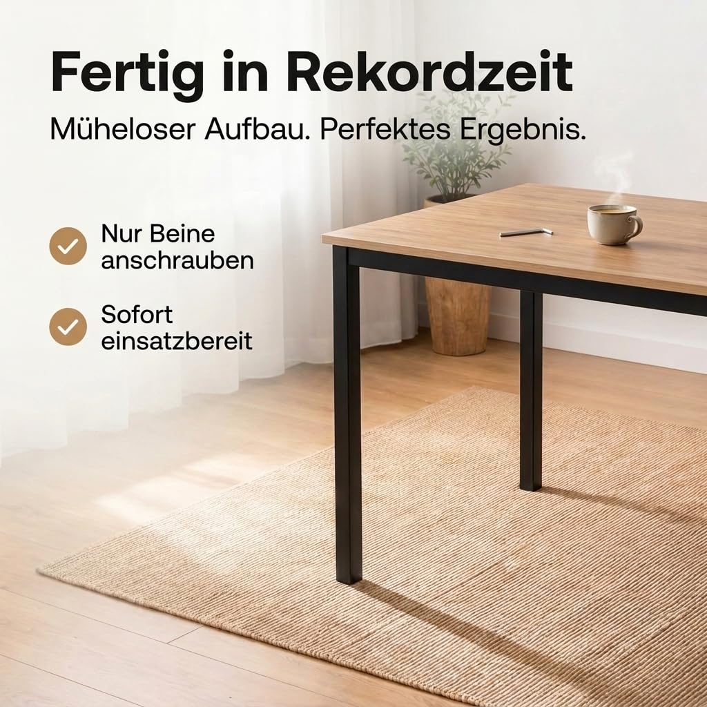 SAM Esstisch Agata 110x70 cm Eiche 15 mm Tischplatte schwarz | kleiner Küchentisch & Schreibtisch, Holz, Esszimmertisch