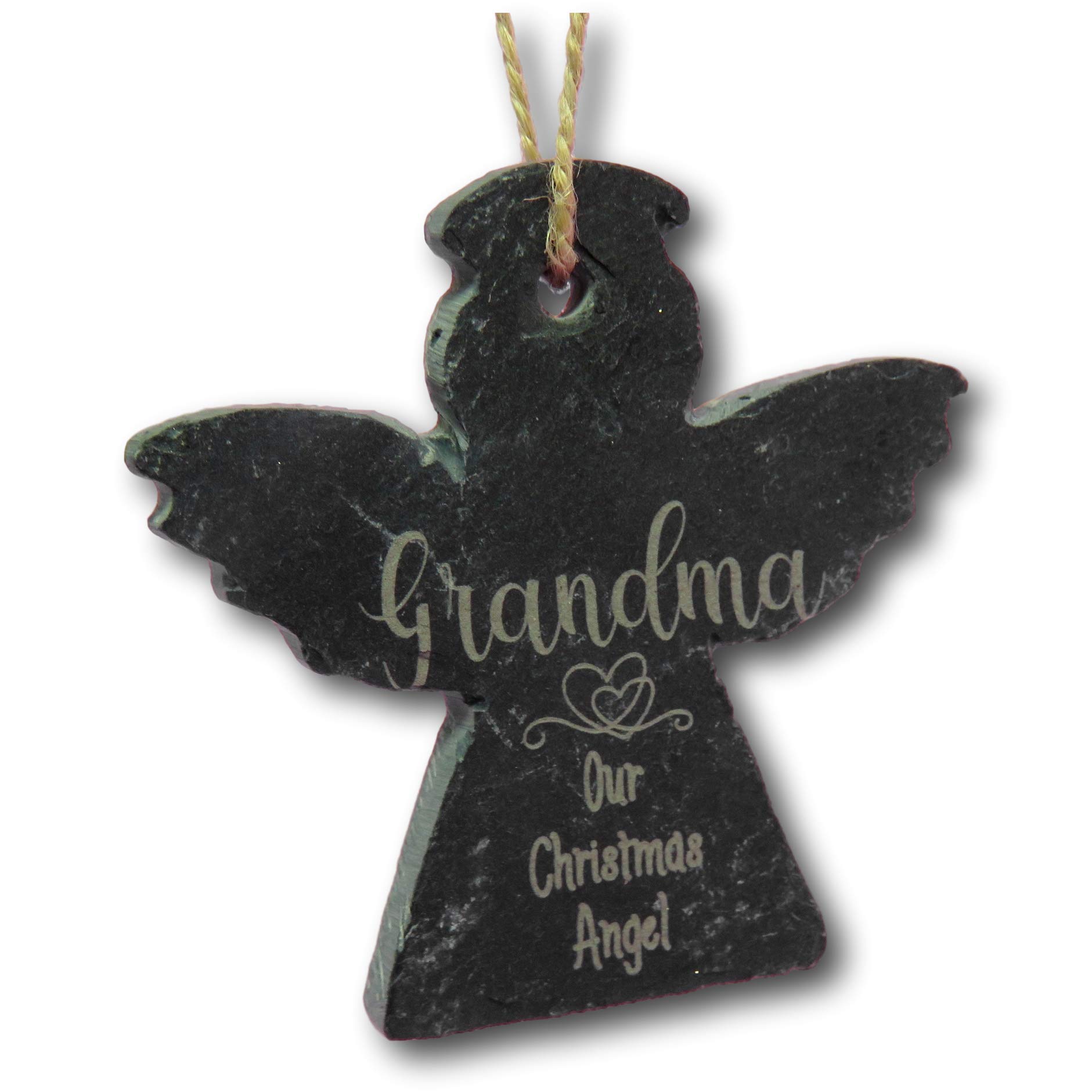 Legacy Lasercrafts Christmas Angel Decoration | Slate Bauble | Remembrance Angel | Keepsake Present | Personalised Tree Decoration | Christmas Ornament