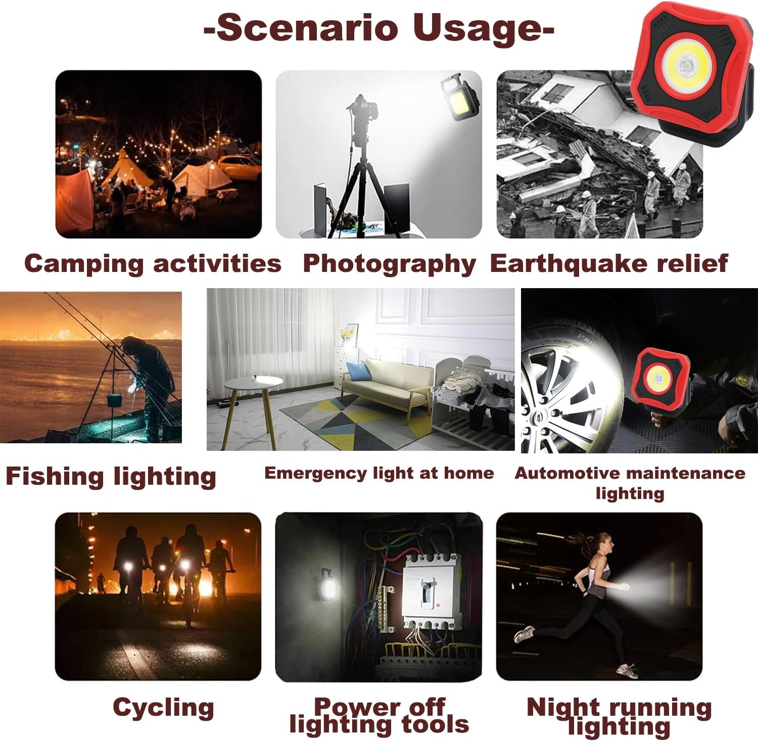 2PCS Rechargeable Work Light with 4 Modes,1200LM Portable COB Magnetic Light,4000mAh Recharge Spotlight and Floodlight,150° Rotate IP65 Waterproof for Car Repair and Camping (2)