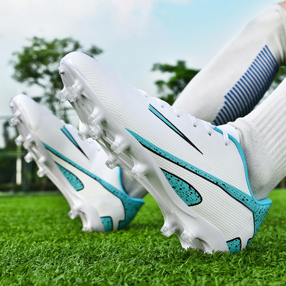 Zapatillas de Fútbol Mujer Spike Aire Libre Atletismo Entrenamiento Botas Profesionales Calzado de Fútbol Tacos de fútbol Deportivas Unisex Blanco 45 EU