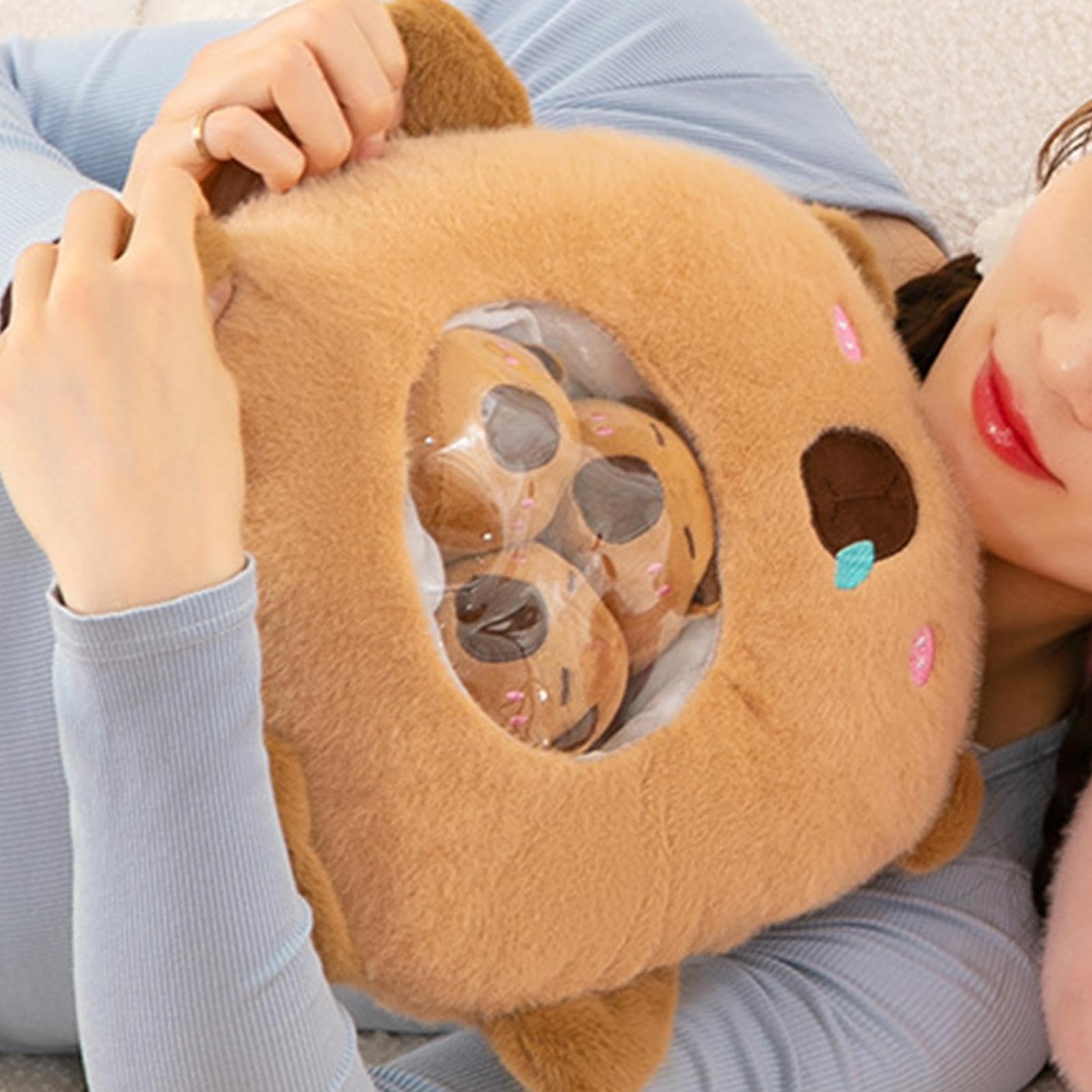 Adorable Peluche De Capibara Suave Cojín Desmontable De Peluche Con 6 | Almohada De Siesta Con Forma De Animal Para Dormitorio Infantil, Sofá Y Sala De Juegos, Almohada De