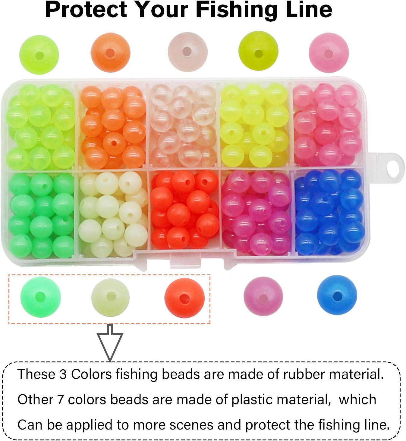 Dovesun Fishing Beads, Glow in Dark, 8 mm, 250 Pack, photo 6 of 7