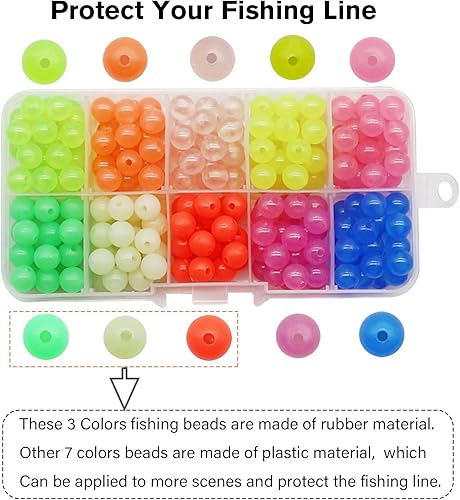 Miniatura 17 de Dovesun Cuentas de pesca que brillan en la oscuridad, cuentas de pesca para agua salada, 1035 unids/600 piezas/250 piezas/120 cuentas coloridas