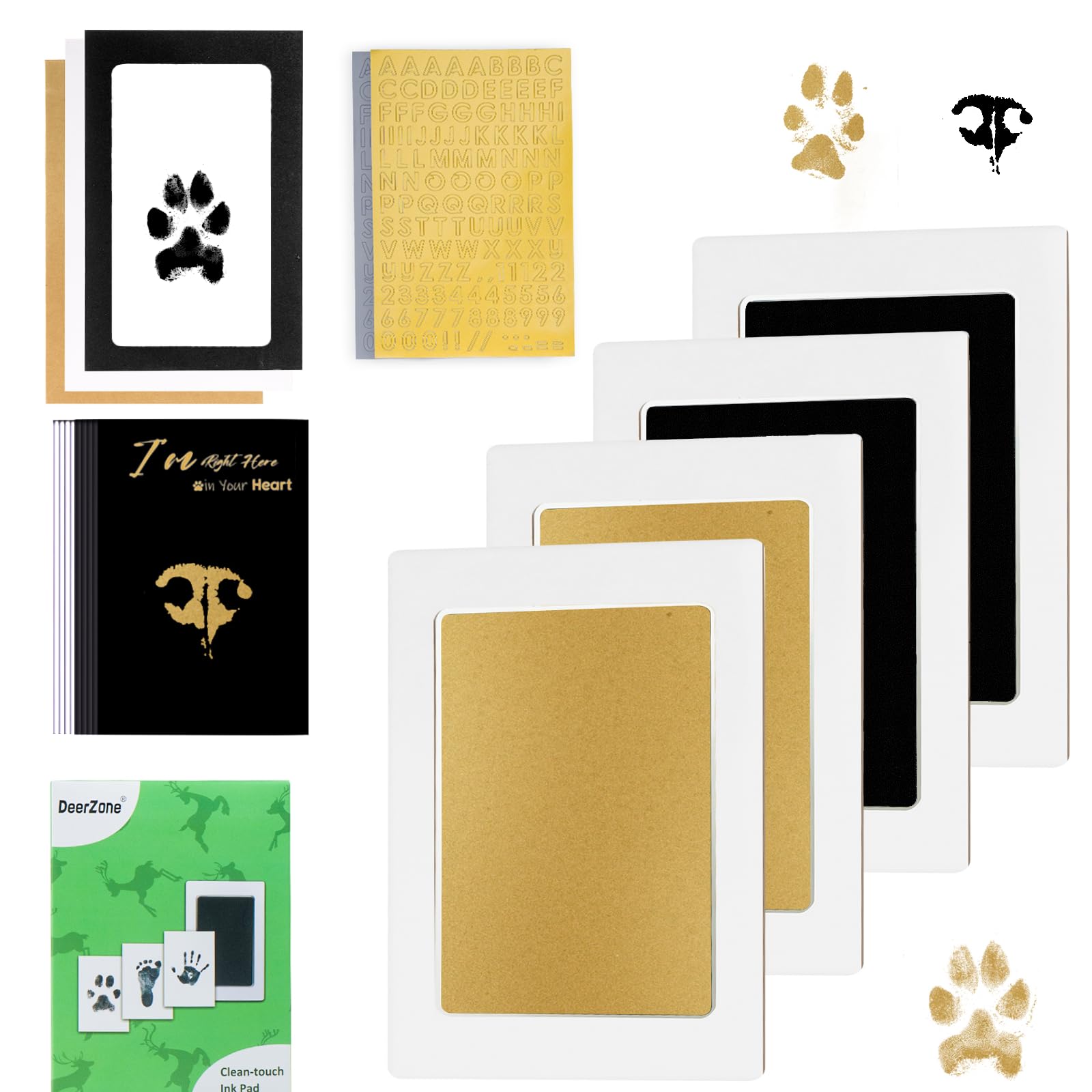 DeerZone Inkless Paw Print Kit,Dog Nose Print Kit,Clean Touch Ink Pads | Mess-Free,Pet Baby Safe,Inkless Baby Hand and Footprint Kit,2 Ink Pad Sizes,for Dogs Cats Paw Prints,Pet Memorial Keepsake