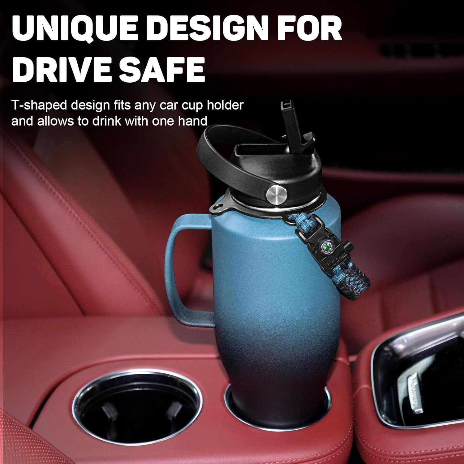 Water Bottle 40oz, Insulated Tumblers with Handle & Straw Lid, Insulated Water Bottle Fits in Cup Holder, Double Wall BPA-Free, Stainless Steel Travel Cup Leak-proof to Keep Cold 24H&Hot12H - Image 5