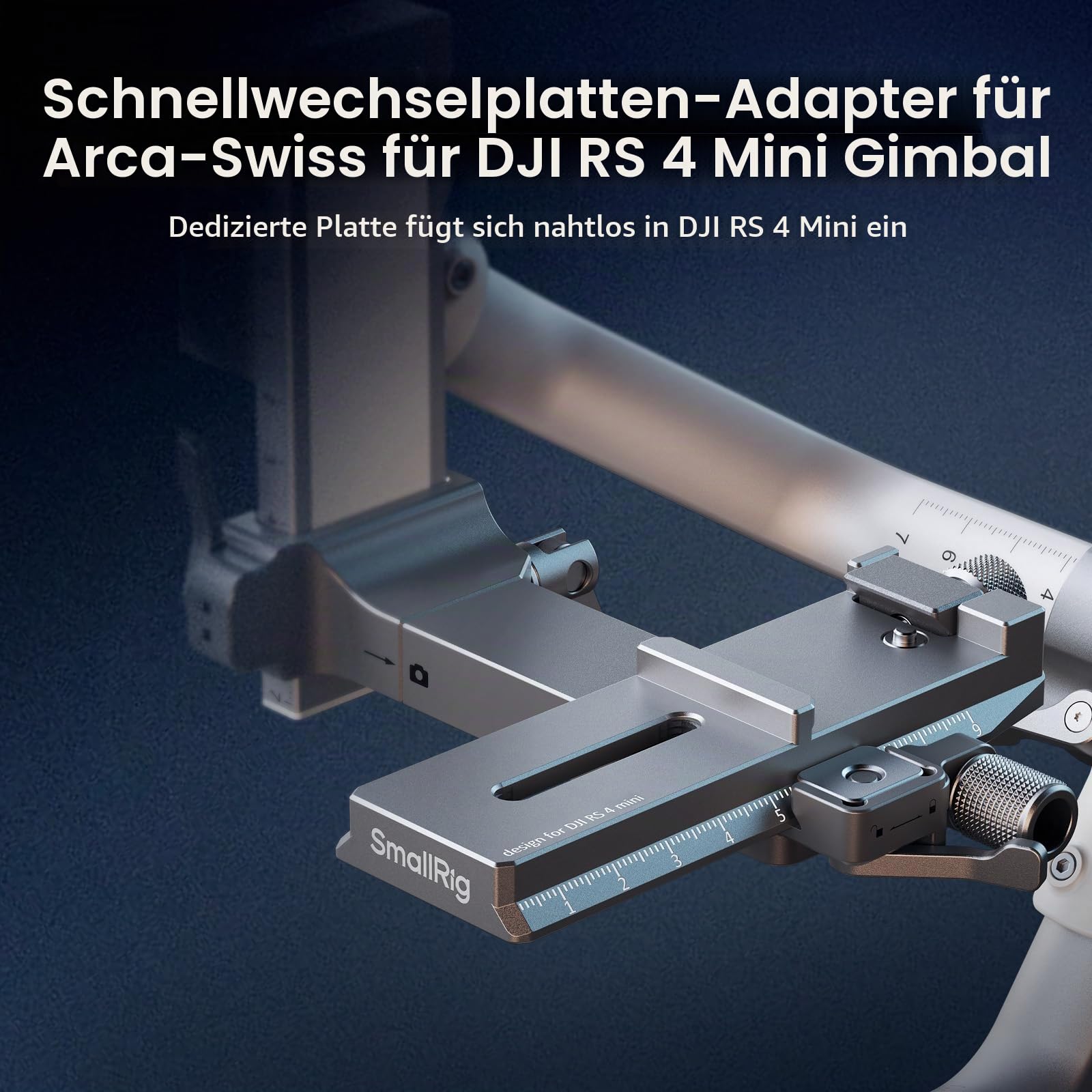 SMALLRIG 4,6-Zoll-Schnellwechselplattenadapter für Arca-Swiss für DJI RS 4 Mini Gimbal, Anti-Drop-Design und schnelle Montage – 5336
