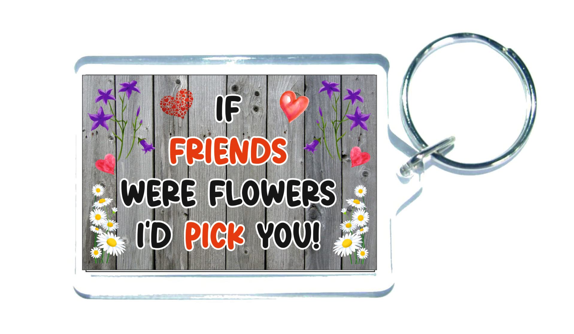 Decalarama Clear Friend Keyring Gift – If Friends Were Flowers I'd Pick You - Fun Cute Birthday Novelty Present
