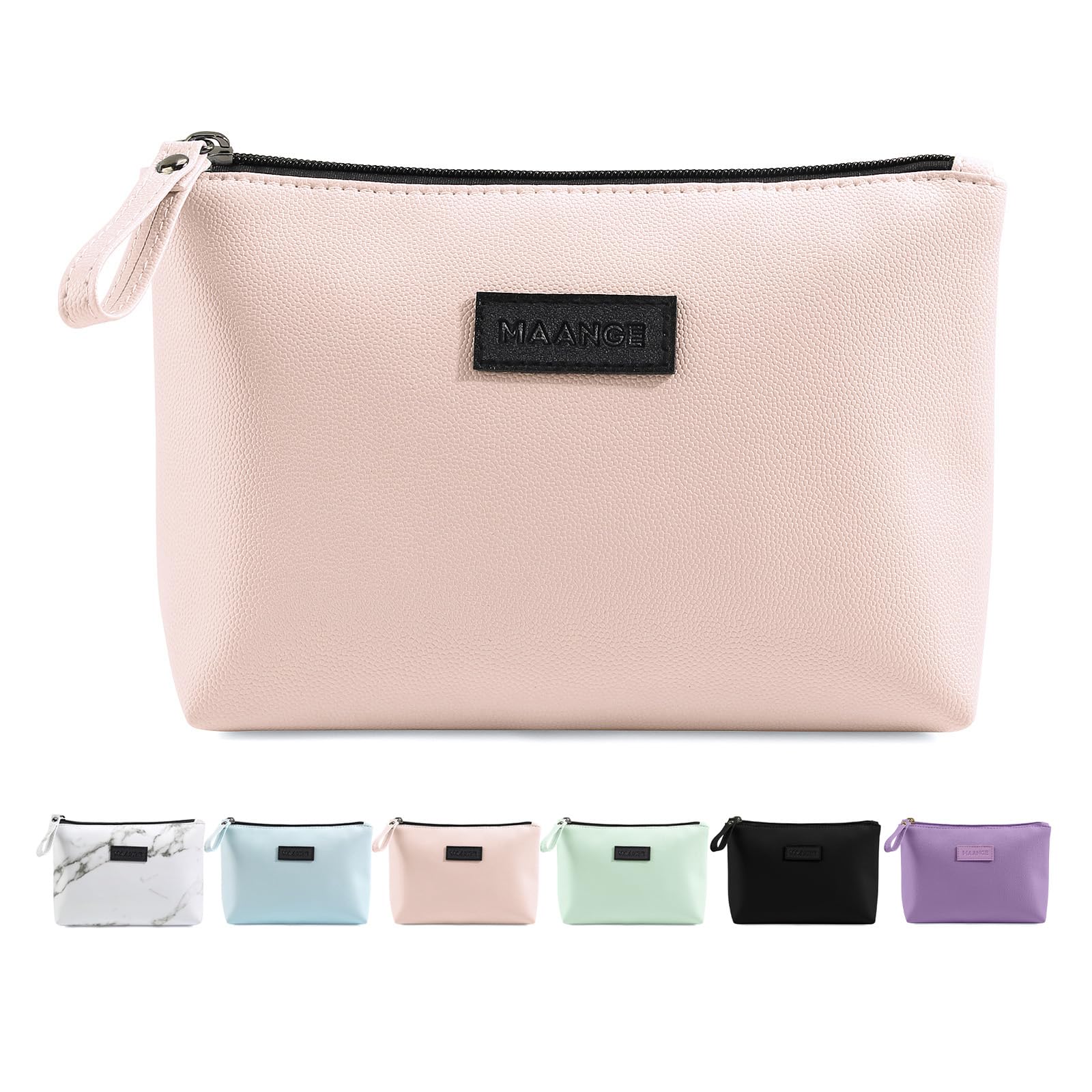 Cosmetic Bags for Women Small Makeup Bag for Purse Pu Leather Makeup Pouch Travel Makeup Bag with Zipper Make Up Bag for Travelling