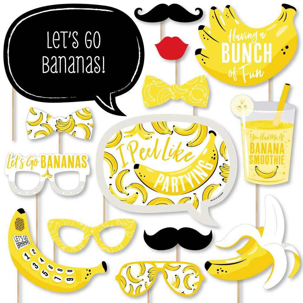 Accessoires photomaton tropical Let's Go Bananas - Décoration de fête et cabine photo