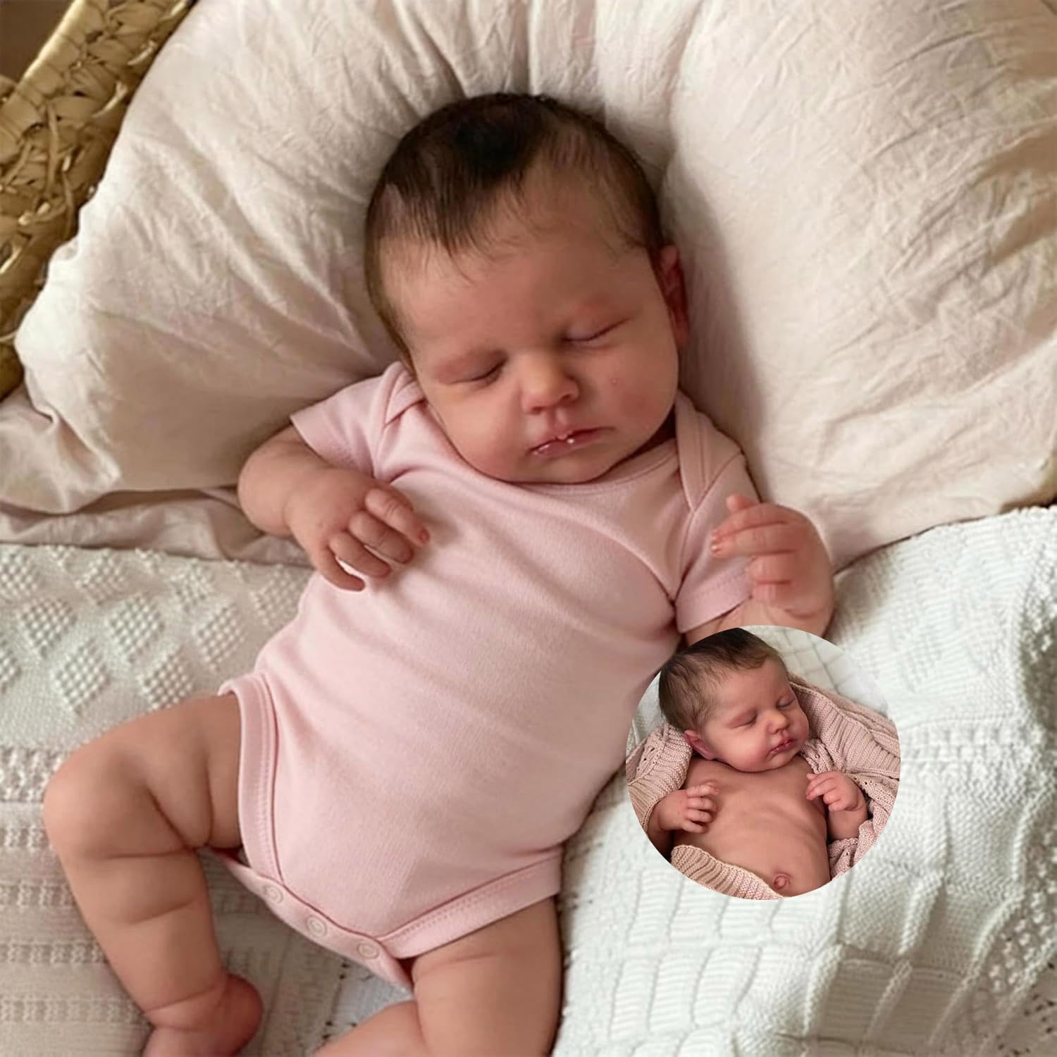 Anano Realistic Reborn Baby Doll Full Body Silicone Waterproof 20 Inch Real Looking Lifelike Sleeping Newborn Baby Girl Dolls Loulou Life Like Toddler Washable Baby Doll, White