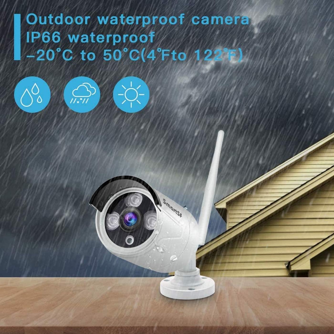 Greatest Product SmartSF 8CH 1080P NVR Outdoor Wireless Security Camera System Video Surveillance Recorder WiFi CCTV, 4Pcs 720P 1MP Weatherproof IP Camera,65ft IR Night Version,Remote Access,No Hard Disk