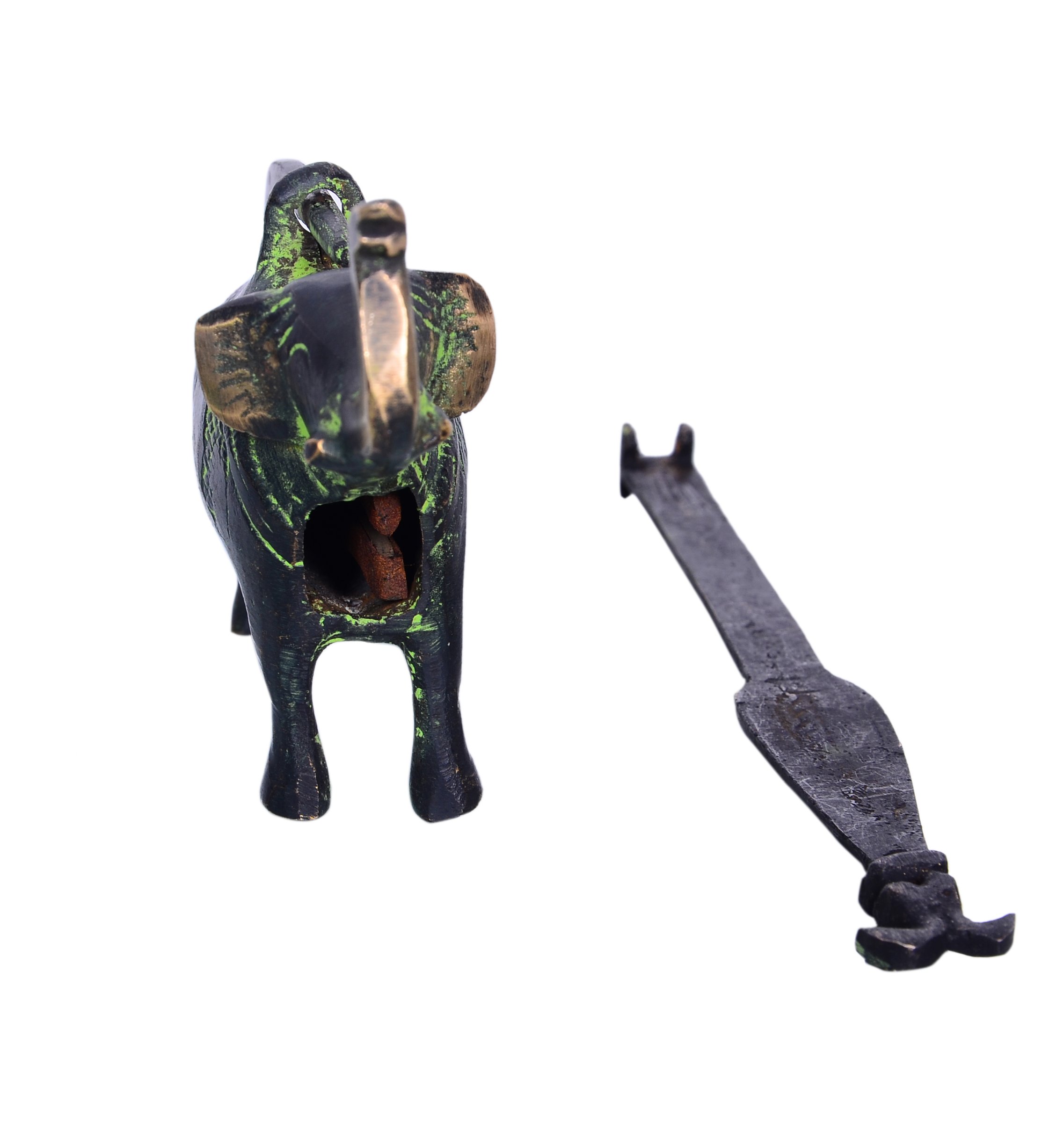 Purpledip candado de latón conacabado antiguo y llave en diseño único de camello del período prehistórico (10369)